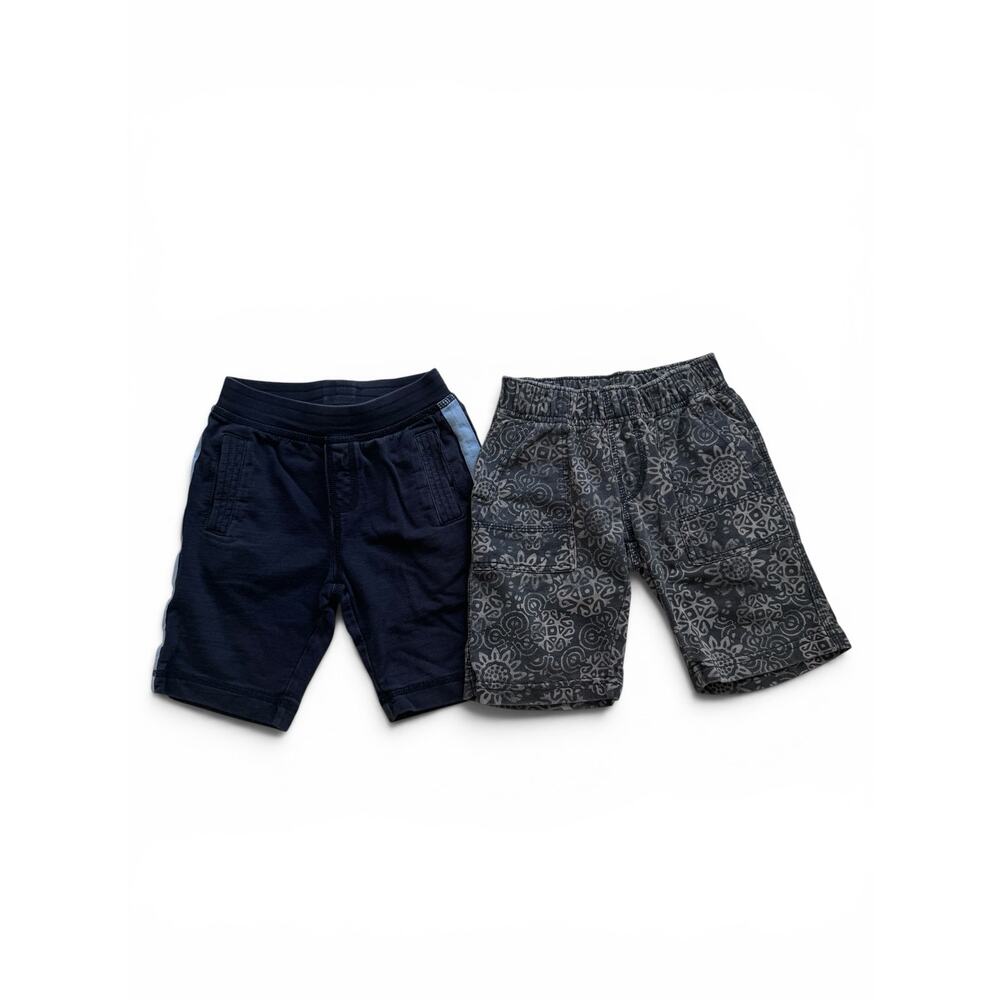 Tea Collection gray floral & navy/blue stripe shorts bundle
